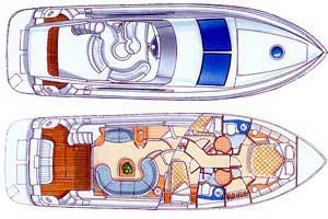 Azimut 46 boat for charter in Cyprus - Layout
