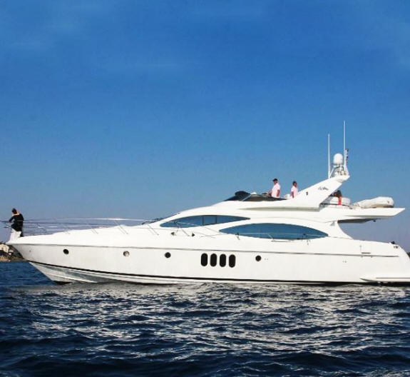 Azimut 68 for charter from Larnaca in Cyprus. hire this boat for half a day or more.
