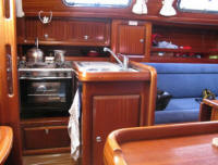 Bavaria 34 sailing yacht for sale - the interior - salon and galley
